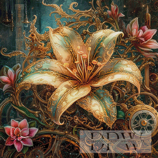 Steampunk Lily I by Catill 100x100cm mit 280 Farben DPW-2382
