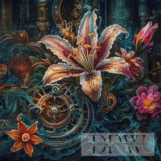 Steampunk Lily II by Catill 100x100cm mit 330 Farben DPW-2383
