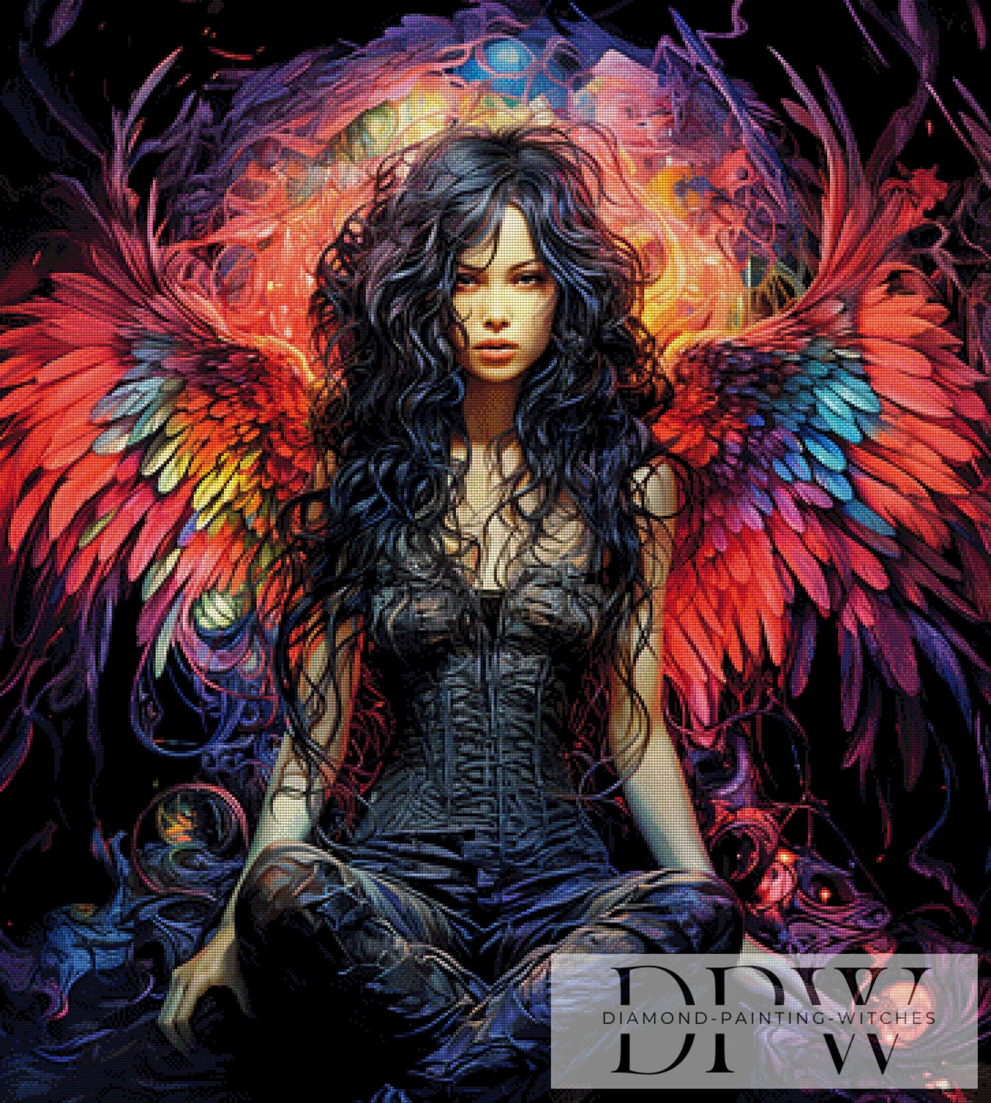 DPW-2384 Dunkler Engel by Catill 90x100cm mit 350 Farben **SOFORTKAUF** ECKIGE Steine