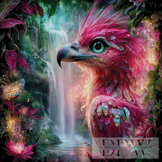 Roter Phönix by Elly_A.I 90x90cm mit 330 Farben DPW-2397