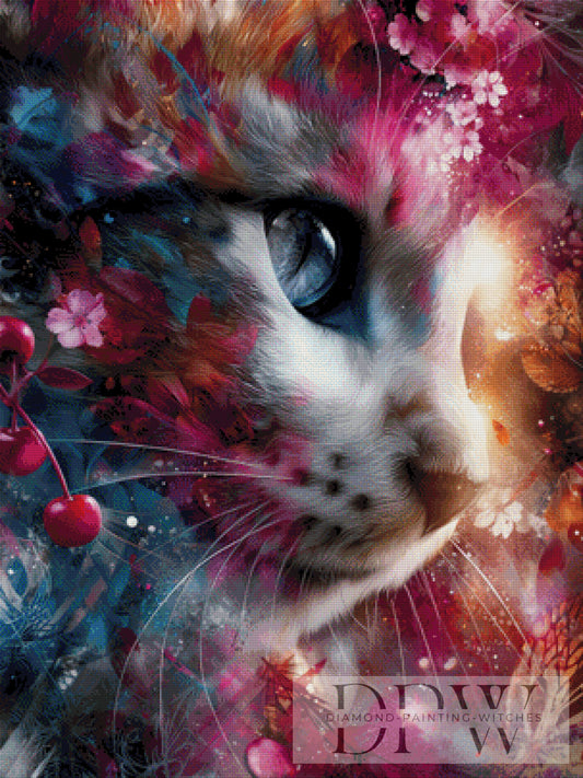 Samtpfote im Blütenmeer by _sweet_loco_AI 75x100cm mit 240 Farben DPW-2417