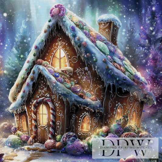 Lebkuchenhaus by _Sweet_Loco_AI 80x80cm mit 270 Farben DPW-2423