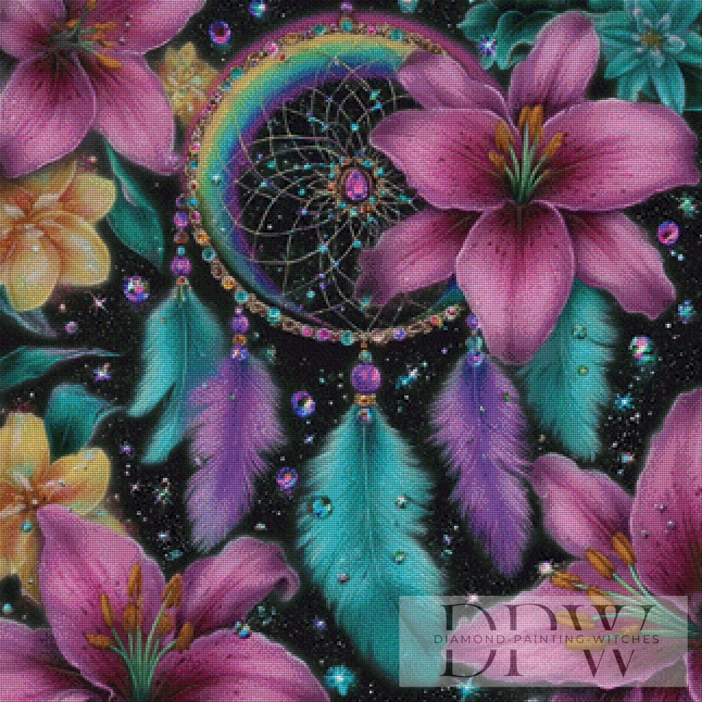 Lilien Traumfänger by Lisa Morgan 80x80cm mit 230 Farben DPW-2437