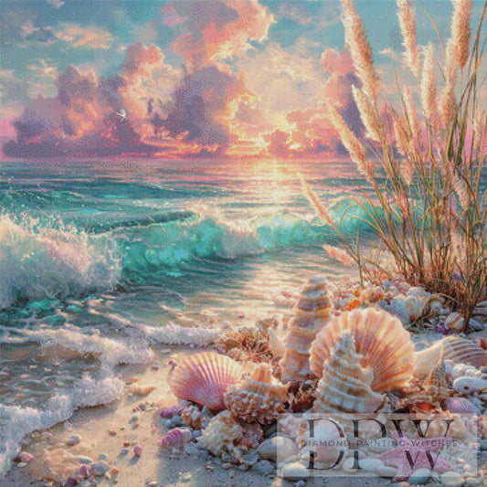 Strandmuscheln by Lisa Morgan 90x90cm mit 260 Farben DPW-2446