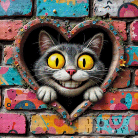 Glubschi Katze by QN, 70x70cm mit 260 Farben DPW-2458