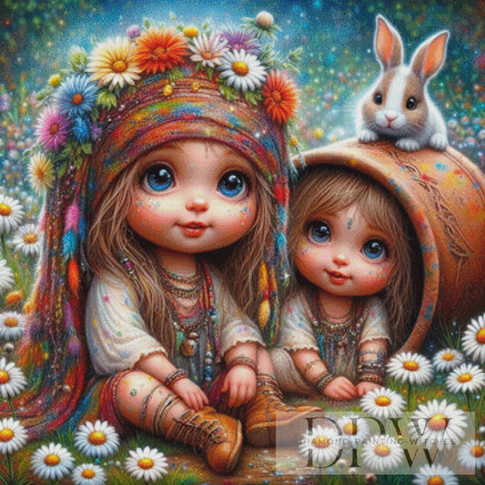 Hippie Mädels by CreatiVart 90x90cm mit 360 Farben DPW-2481