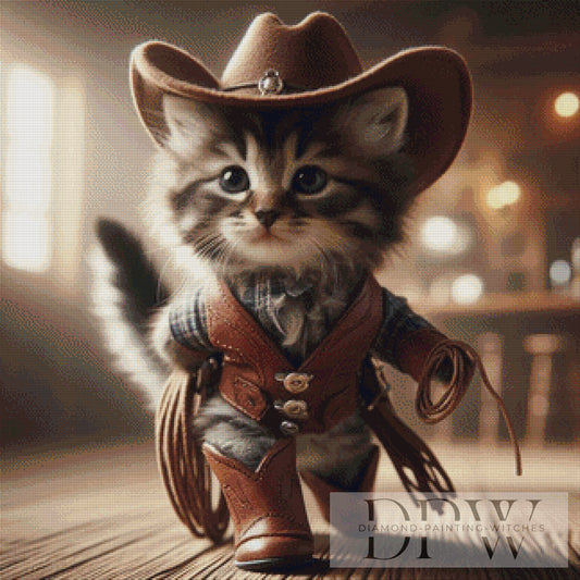 Cowboy Cat by CreatiVart 80x80cm mit 115 Farben DPW-2496