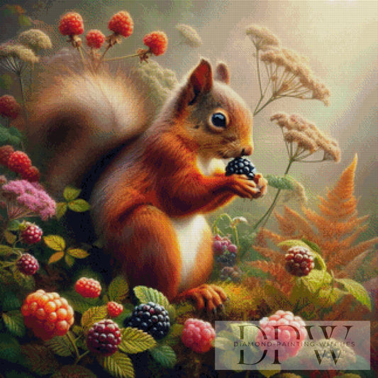 Eichhörnchen mag Beeren by CreatiVart 80x80cm mit 260 Farben DPW-2497