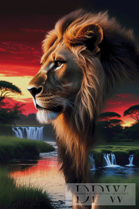 Lion Sunset by CreatiVart 80x120cm mit 250 Farben DPW-2498
