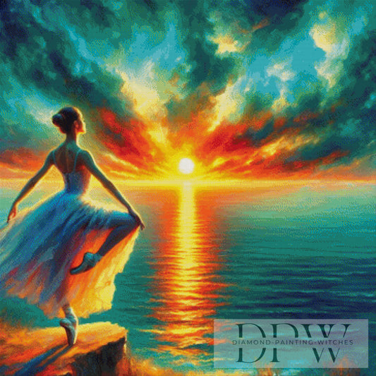 Tanz in den Sonnenuntergang by CreatiVart 90x90cm mit 230 Farben DPW-2506