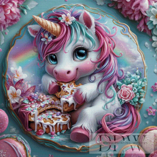 Einhorn nascht Kuchen by Artifey 90x90cm mit 270 Farben DPW-2528