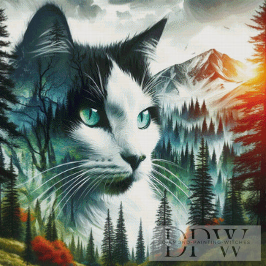 Forest Cat by CreatiVart 90x90cm mit 260 Farben DPW-2538