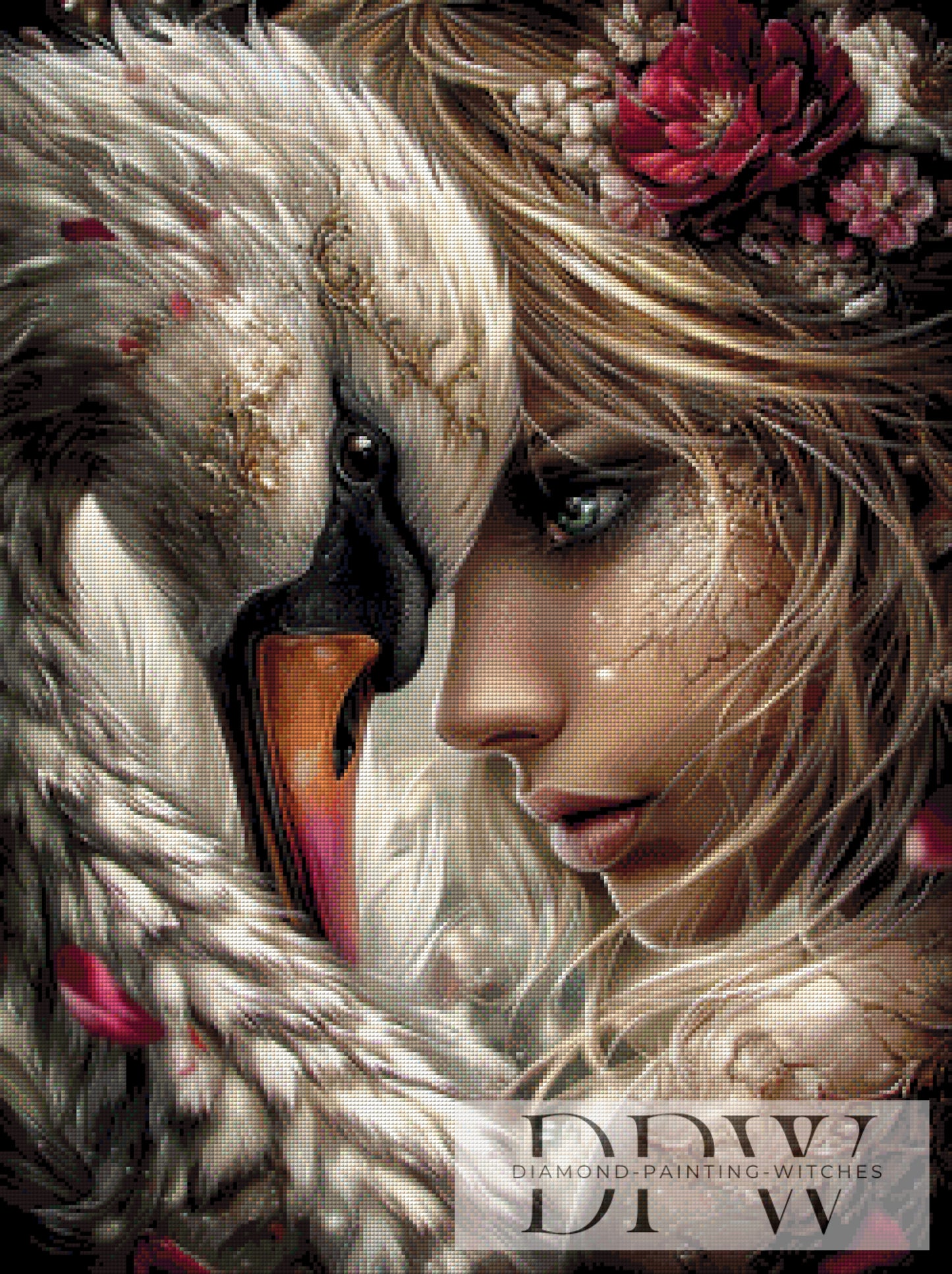 Weisser Schwan  by Sweet_Loco_AI 75x100cm mit 150 Farben DPW-2568