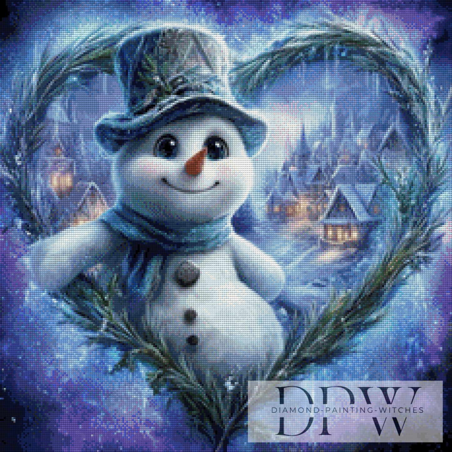 Cheerful Snowman by Sweet_Loco_AI 70x70cm mit 120 Farben DPW-2572