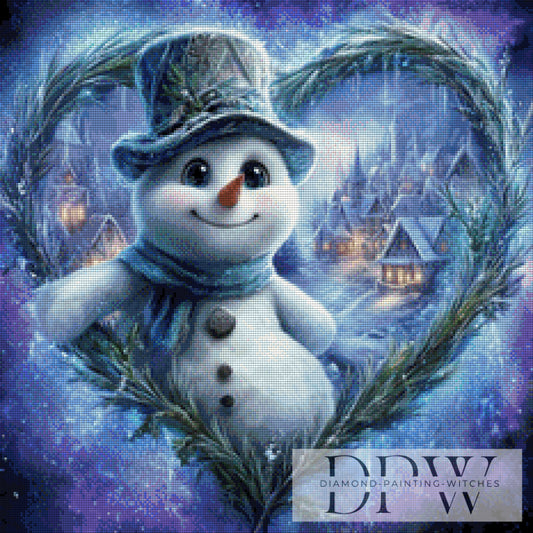 Cheerful Snowman by Sweet_Loco_AI 70x70cm mit 120 Farben DPW-2572