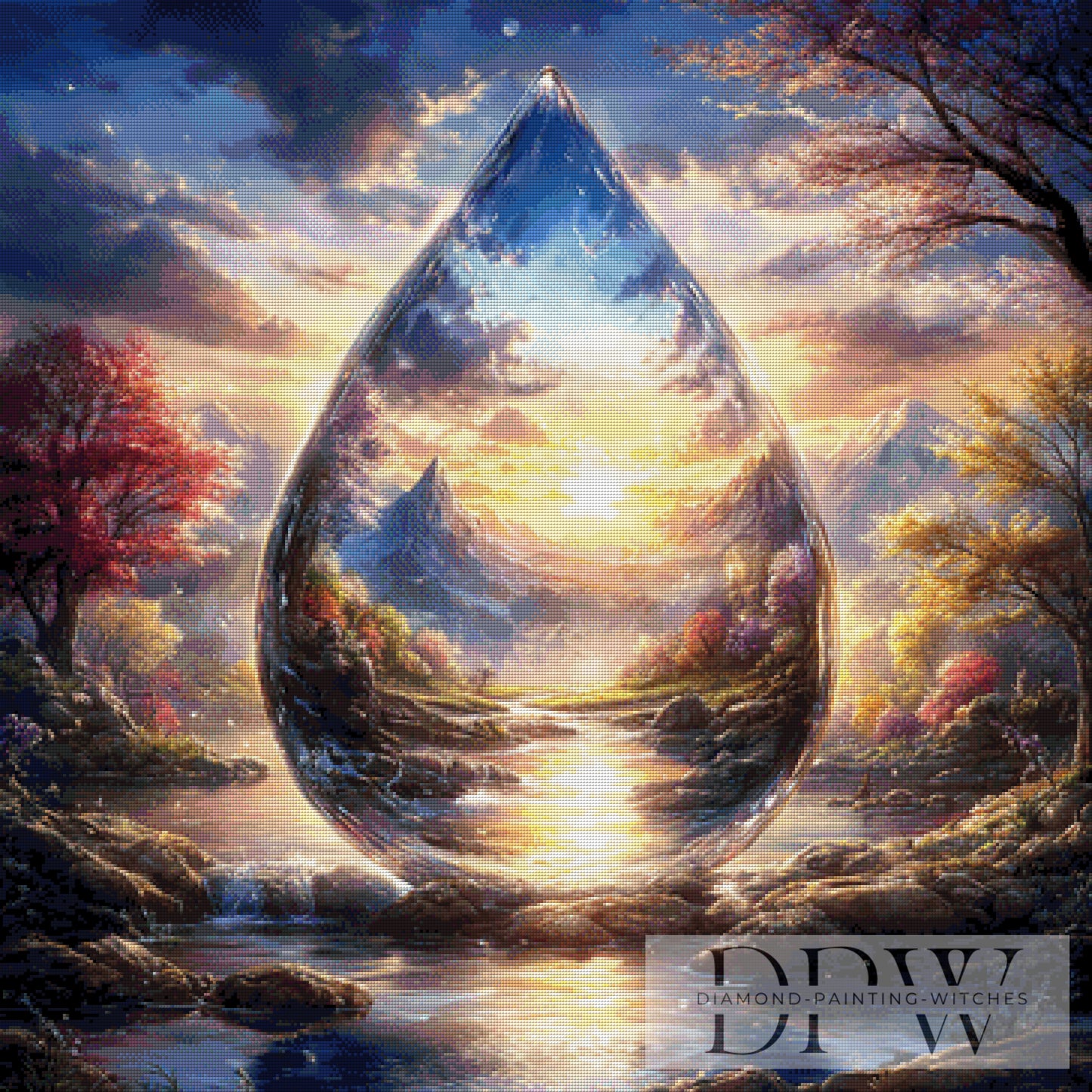 Die Welt im Tropfen by ellufija 90x90cm mit 230 Farben DPW-2662