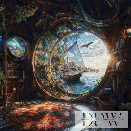 Sea View Library by ellufija 90x90cm mit 240 Farben DPW-2672