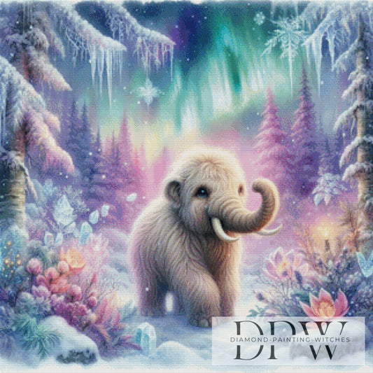 Mammut unter Polarlicht by Lisa Morgan 80x80cm mit 190 Farben DPW-2727