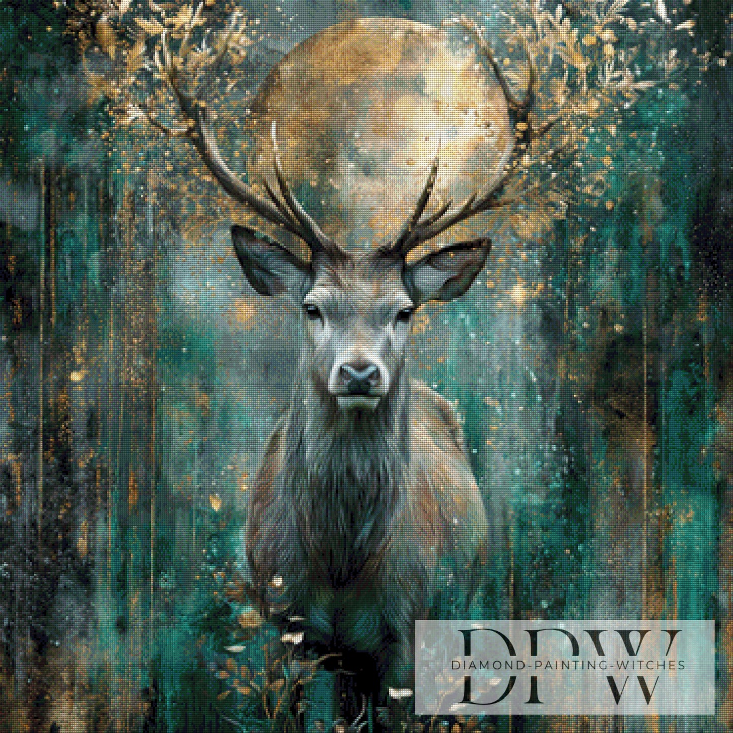 Fullmoon Deer by Elly_A.I 90x90cm mit 170 Farben DPW-2800