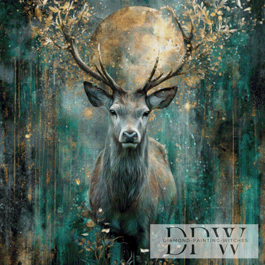 Fullmoon Deer by Elly_A.I 90x90cm mit 170 Farben DPW-2800