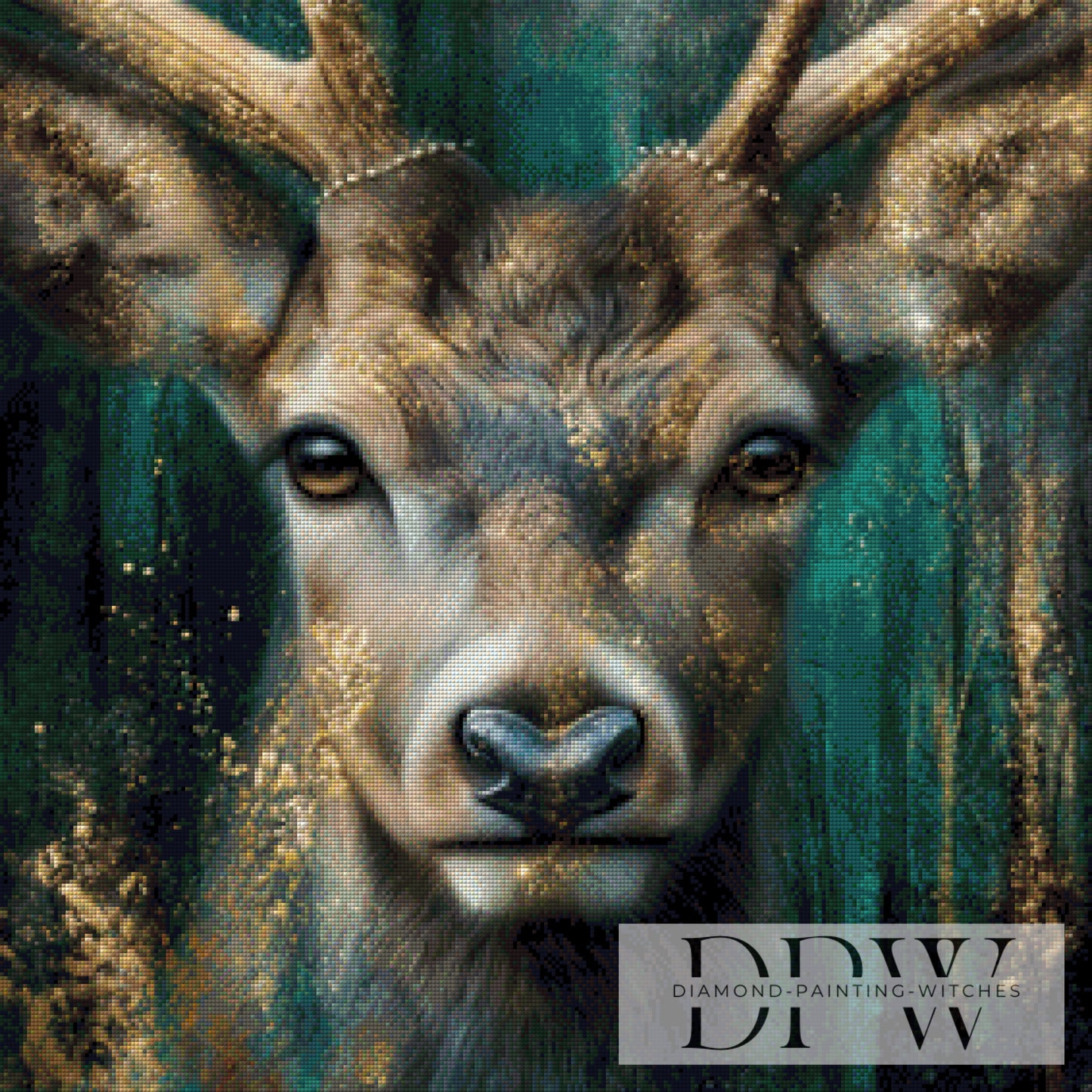 Golden Deer by Elly_A.I 70x70cm mit 140 Farben DPW-2801