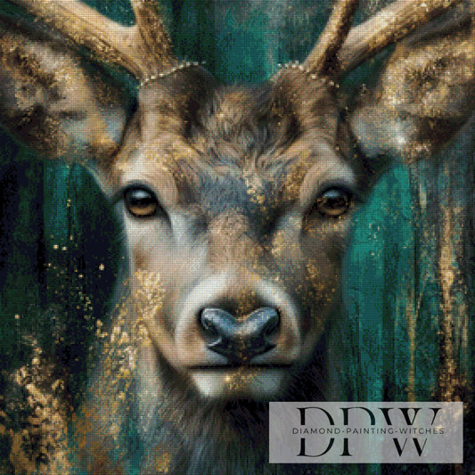 Golden Deer by Elly_A.I 70x70cm mit 140 Farben DPW-2801