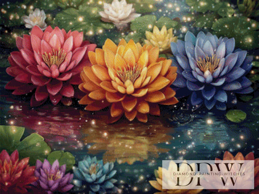 Wasserlilien by QN 80x60cm mit 270 Farben DPW-2803