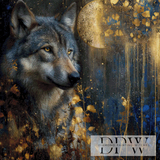 Fullmoon Wolf by Elly_A.I. 90x90cm mit 140 Farben DPW-2852