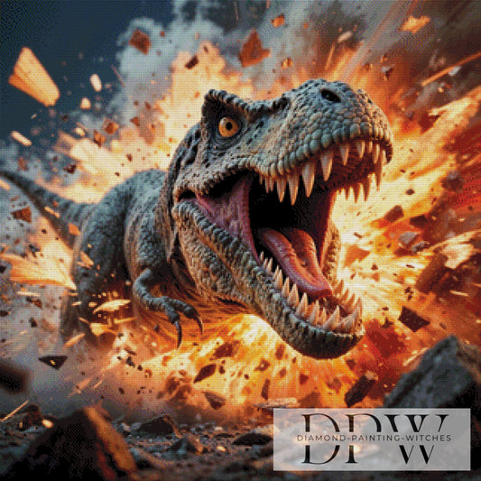 Exploding T-Rex by Pixxel Pics 80x80cm mit 180 Farben DPW-2875