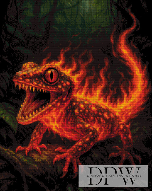 Fire Dino by Moonlight 60x75cm mit 70 Farben DPW-2881
