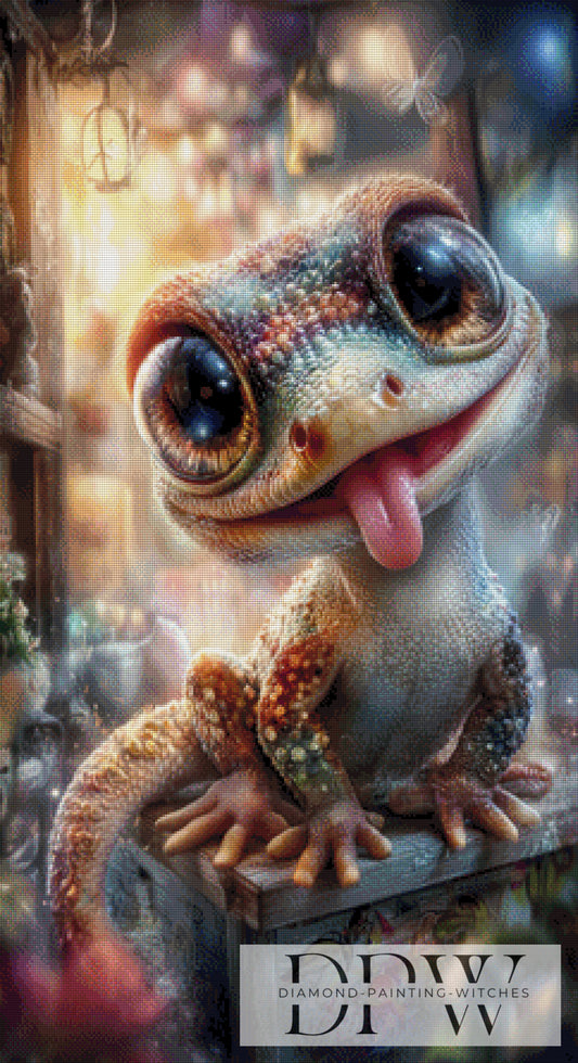 Frecher Gecko by ellufija 60x110cm mit 250 Farben DPW-2885