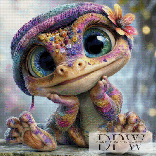 Günther Gecko by CreatiVart 80x80cm mit 300 Farben DPW-2912