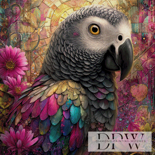 Graupapagei by CreatiVart 80x80cm mit 290 Farben DPW-2913