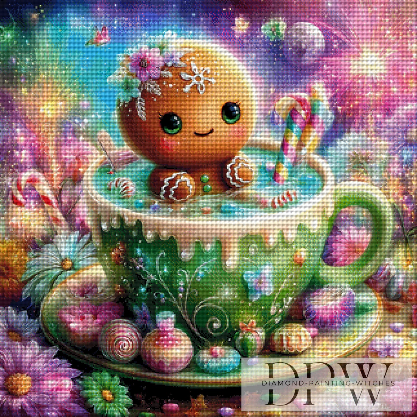 Lebkuchenmann macht Party by Catill 80x80cm mit 370 Farben DWP-2973