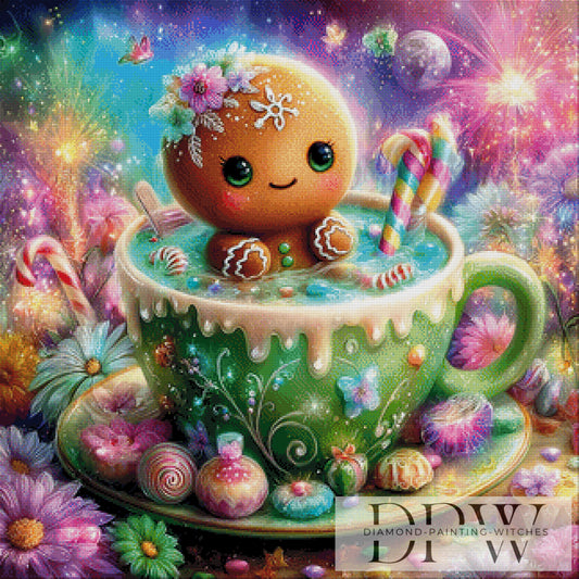 Lebkuchenmann macht Party by Catill 80x80cm mit 370 Farben DWP-2973