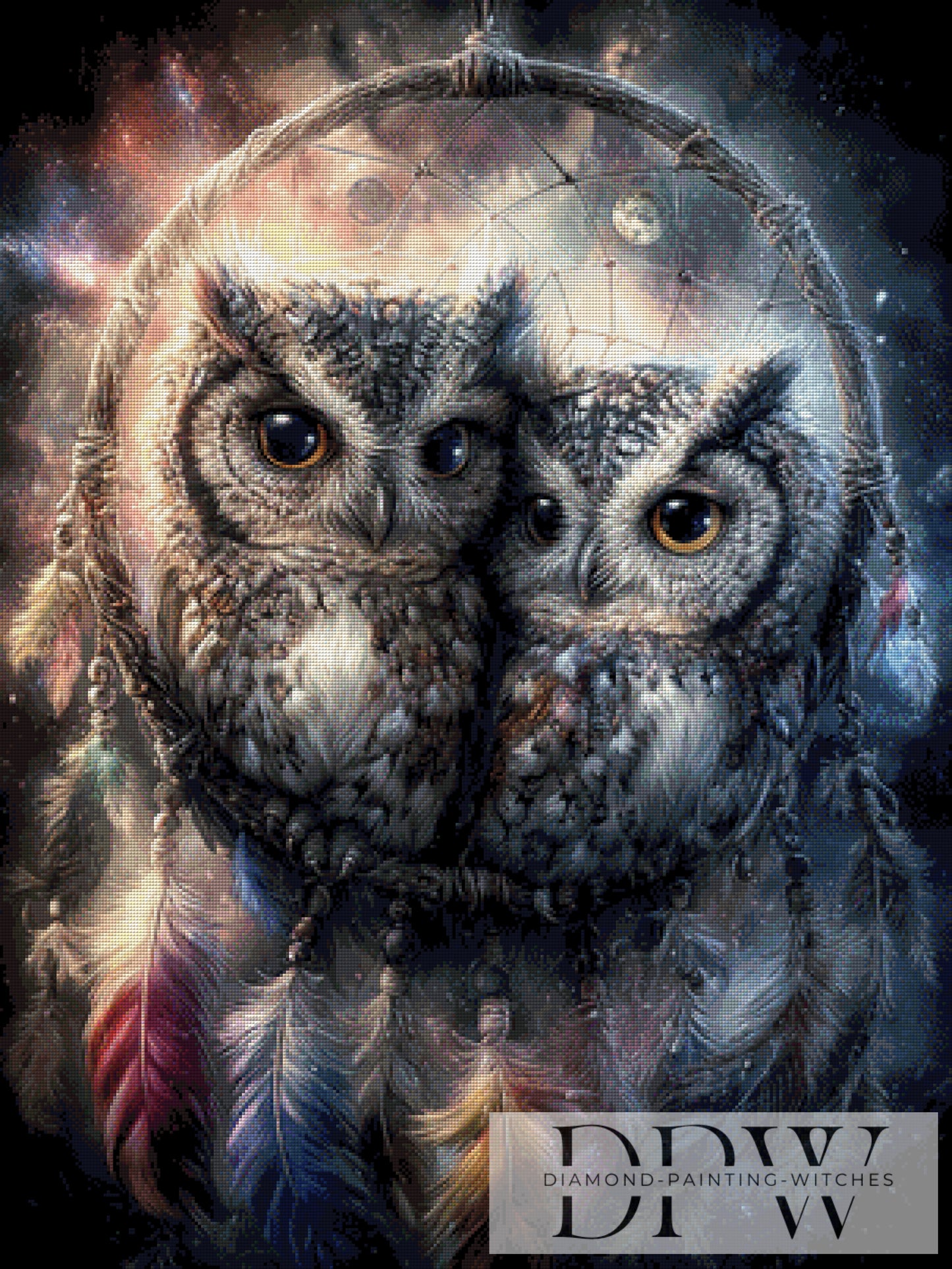 Eulenpärchen by ellufija 75x100cm mit 190 Farben DPW-2980
