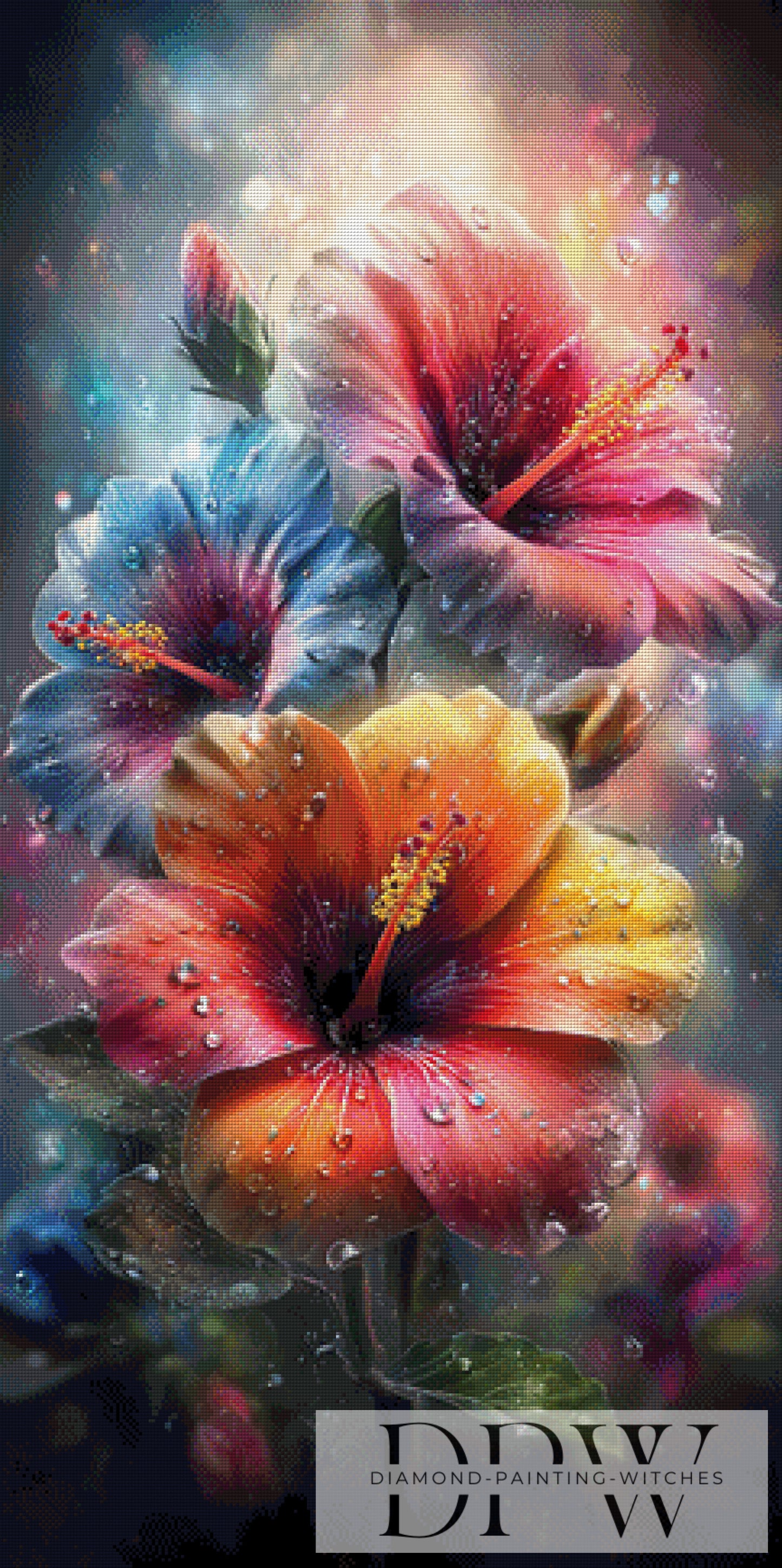 Tropischer Hibiskus by ellufija 60x120cm mit 360 Farben DPW-2993