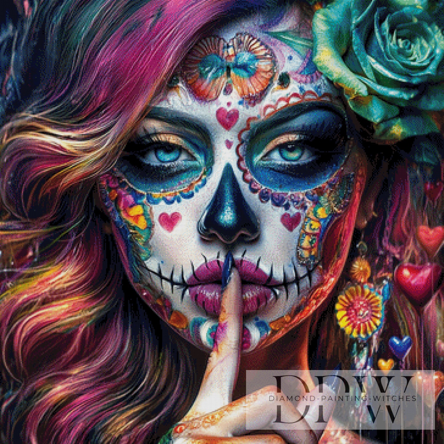 DPW-3015 Heart Muerta by Sunshine 90x90cm mit 370 Farben **SOFORTKAUF** ECKIGE Steine