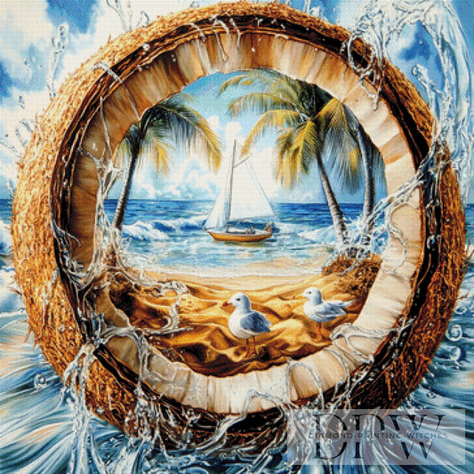 Coconut Beach by Moonlight 90x90cm mit 240 Farben DPW-3023
