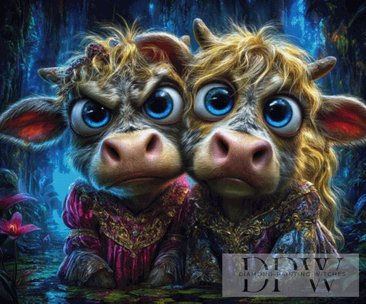 Crazy Cows Xela & Sirod 120x100cm mit 280 Farben DPW-3075