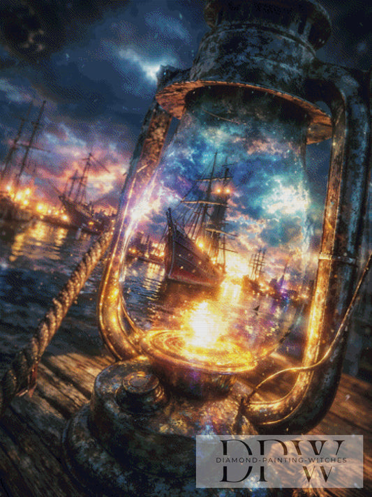 Lantern at the Habour Pier by Pixxel Pics 90x120cm mit 260 Farben DPW-3085