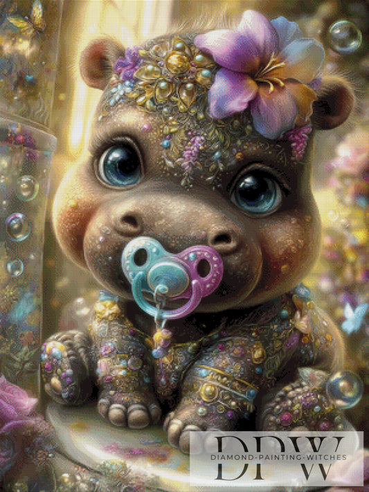 Nelly Nilpferd by Elly_A.I  75x100cm mit 260 Farben DPW-3100