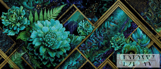 Abstract green flowers by Pixxel Pics 140x60cm mit 180 Farben DPW-3123