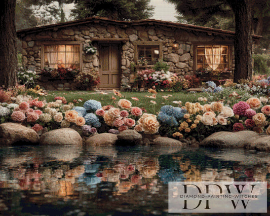 Haus am See by theA.art 100x80cm mit 190 Farben DPW-3131