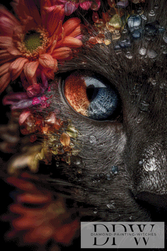 Blumenkatze by theA.art 60x90cm mit 190 Farben DPW-3139