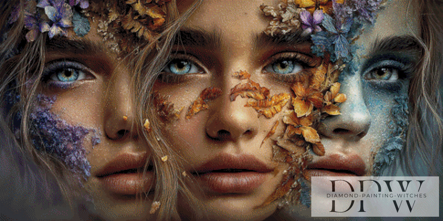 Drei Gesichter by theA.art 120x60cm mit 200 Farben DPW-3148