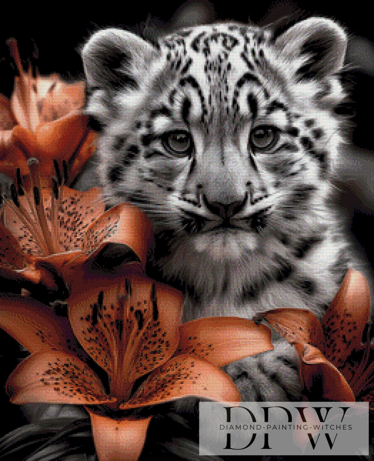 Leo liebt Lilien by theA.art 65x80cm mit 120 Farben DPW-3150