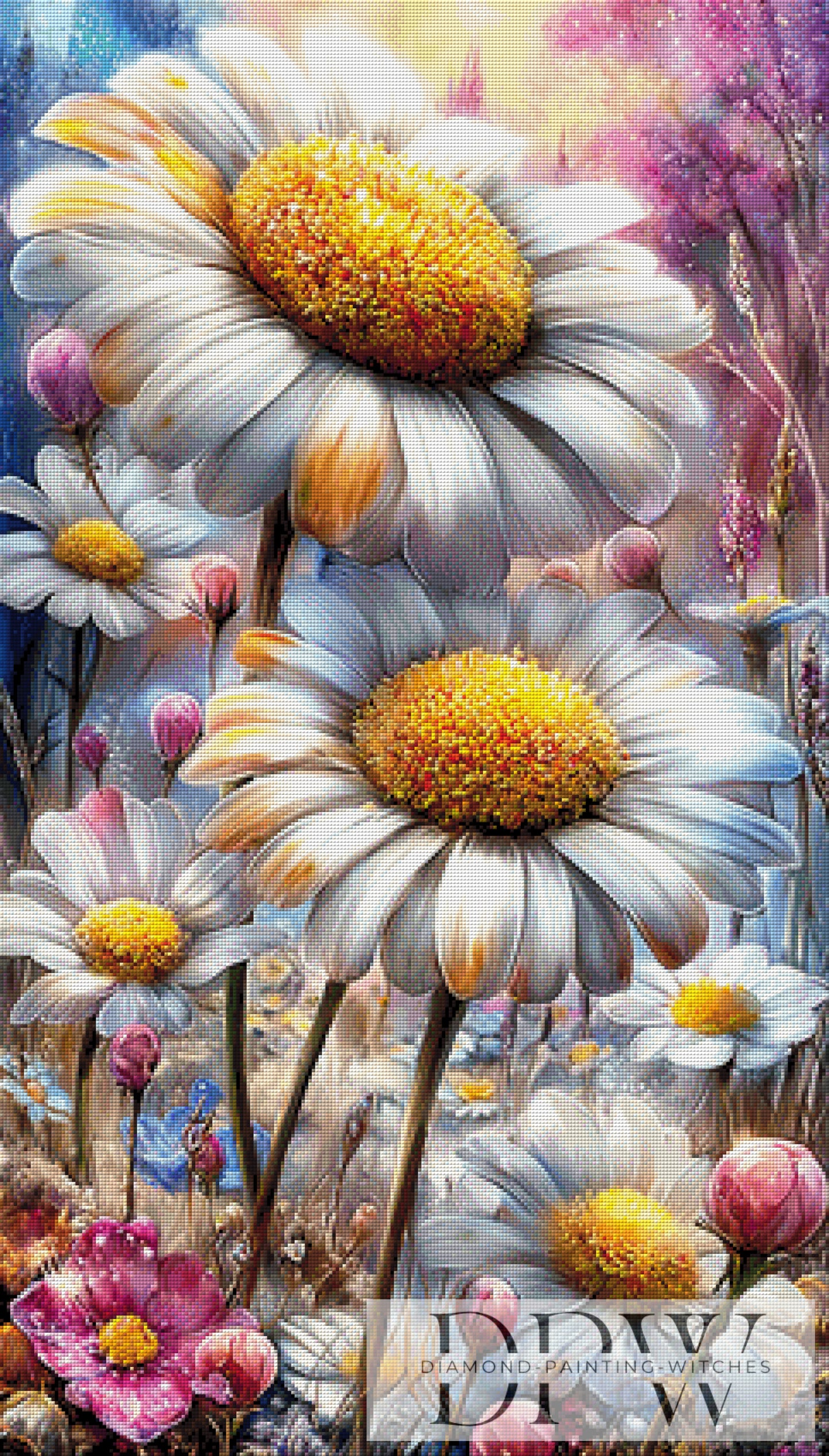 Weiße Blumen II by CreatiVart 60x105cm mit 330 Farben DPW-3160