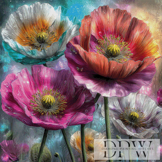 Bunter Mohn by CreatiVart 80x80cm mit 350 Farben DPW-3172