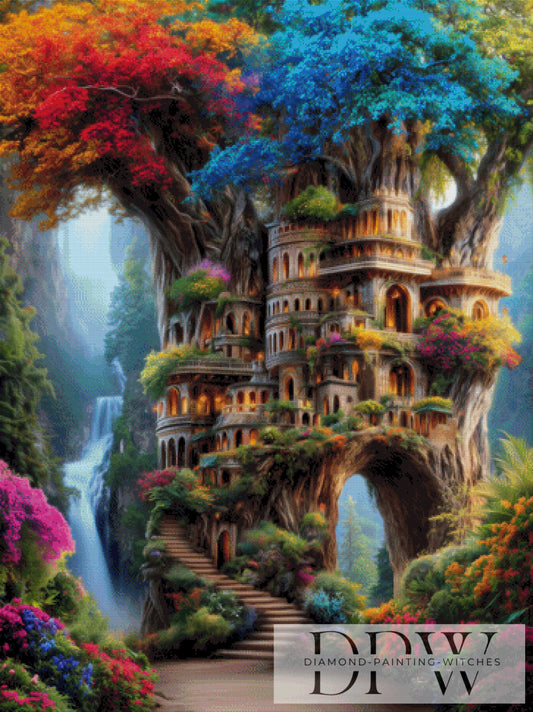 Baumhaus by QN 90x120cm mit 370 Farben DPW-3192